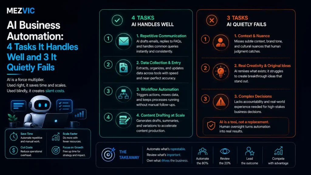AI Business Automation: 4 Tasks It Handles Well and 3 It Quietly Fails