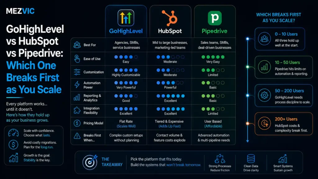 GoHighLevel vs HubSpot vs Pipedrive: Which One Breaks First as You Scale
