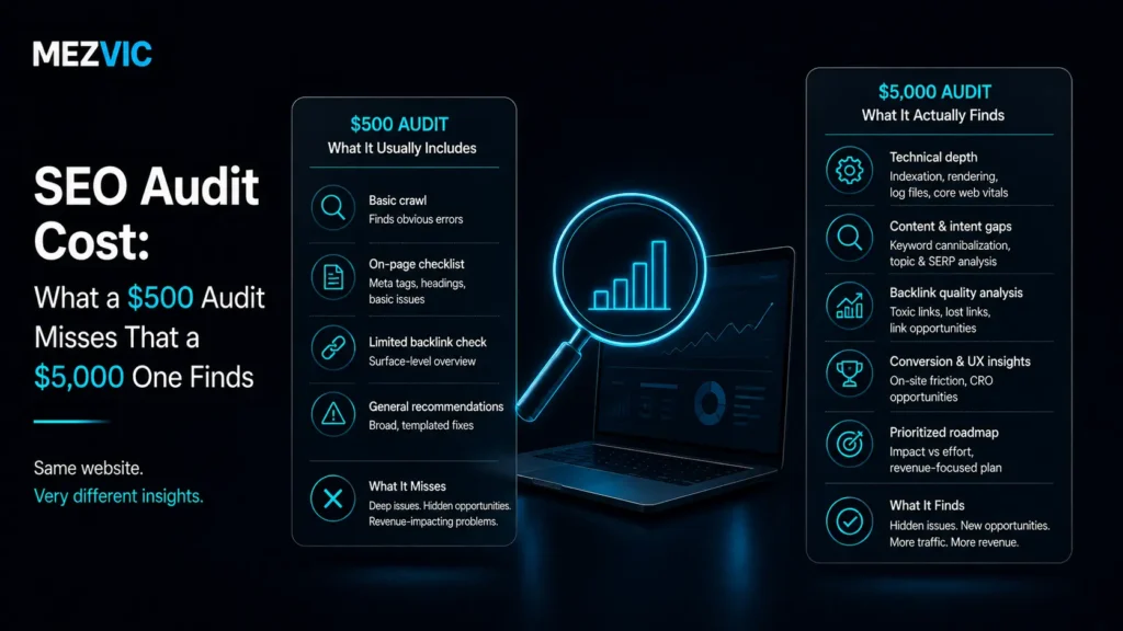 SEO Audit Cost: What a $500 Audit Misses That a $5,000 One Finds