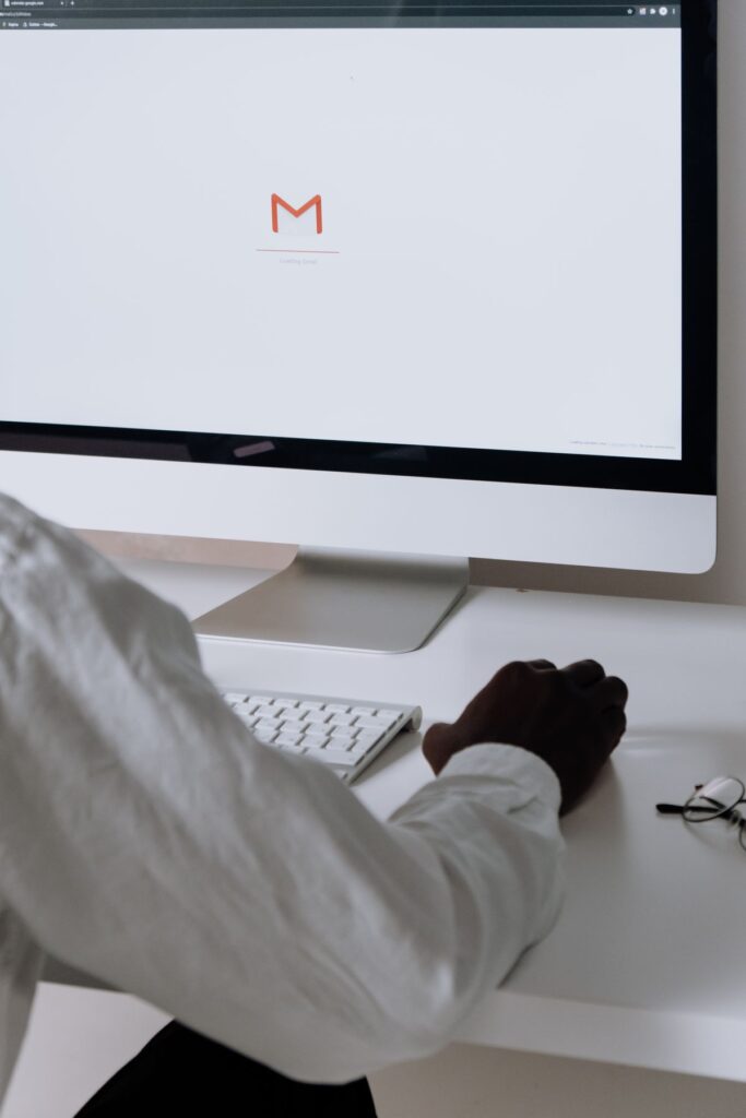 Marketer checking an automated email sequence on a desktop inbox