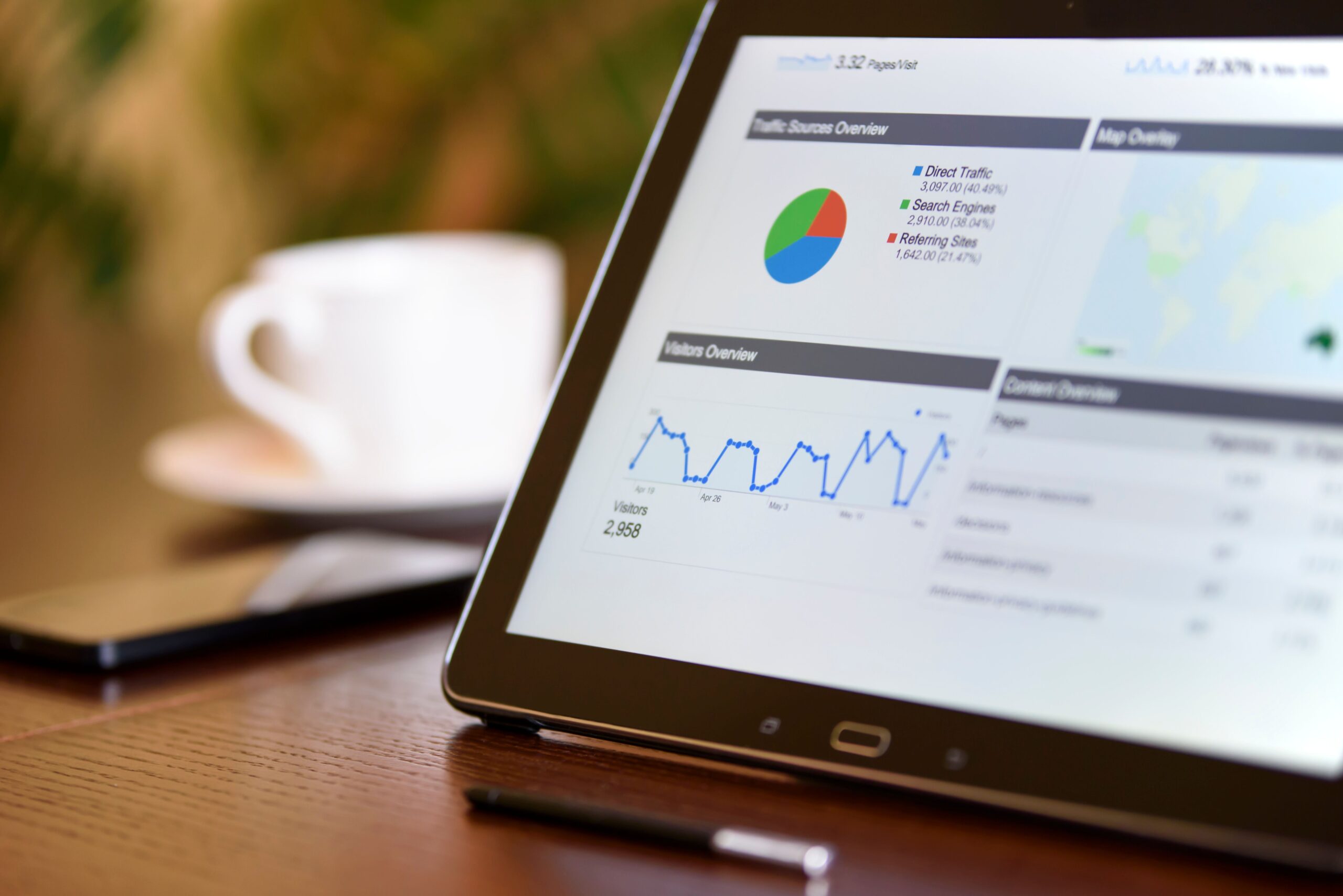 Revenue charts reviewed beside campaign reports on a tablet