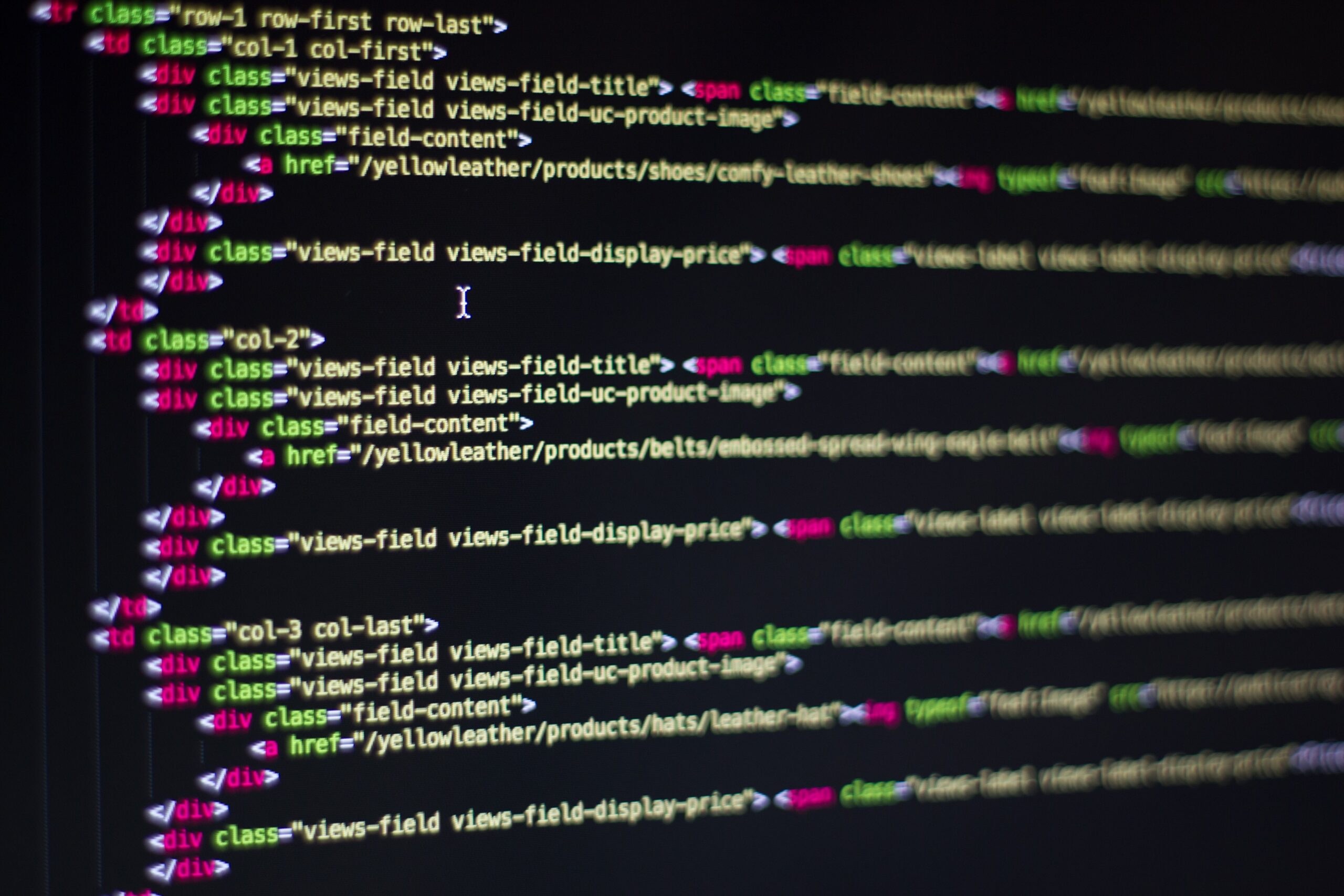 Theme code being customised during a Shopify store build